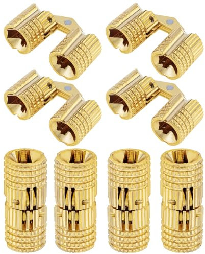 HOJLKLD Lot de 8 Charnières Invisibles en Laiton de 8mm, Charnières Caché Angle d'ouverture de 180 Degrés pour Boîte à Bijoux, Coffret Cadeau, Plans de Travail (8mm)