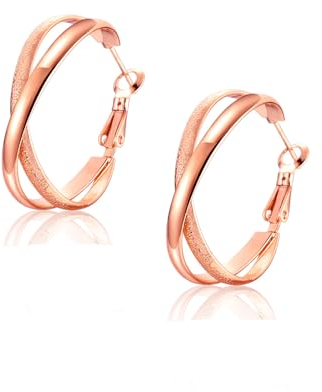 Creolen Silber 925 Damen Ohrringe | 925 Silber Ohrringe 8mm Breite Creolen Rosegold Huggie Ohrringe für Damen Frauen