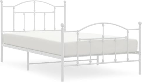 Tino Tech Bettrahmen Metallbett Modern Gästebett Jugendbett Bed Frame Betten Bettgestell mit Kopf- und Fußteil Metall Weiß 100x200 cm