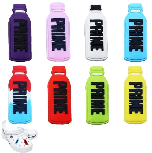 8 Pcs Bottle Shoe Charms for Croc, Prime Croc Charms Shoe Decoration, Multicolor Croc Charm Prime Shoe Decor Accessories DIY Craft Cute Sports Drink Charms for Boys, Girls and Adults