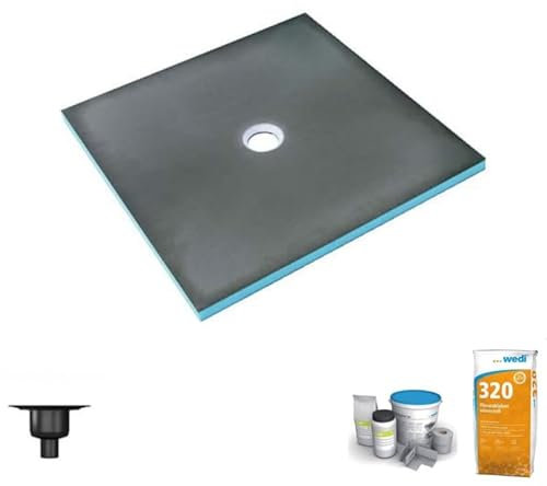 Receveur de douche à carreler 150 x 150 WEDI Fundo Primo carré écoulement centrée + bonde verticale + kit d'étanchéité + colle 320
