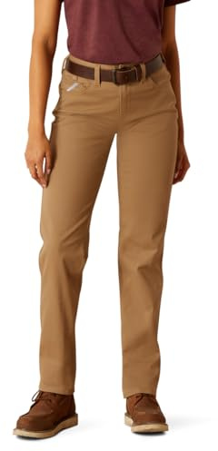 Ariat Women's Rebar Perfect Rise Made Tough Straight Pant, Field Khaki, 16W