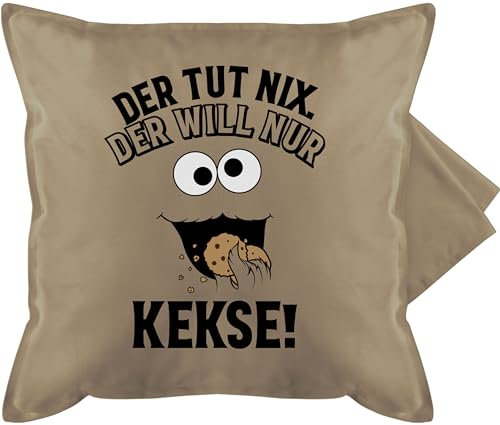 Kissenbezug - Karneval & Fasching - Kissen - Der tut nix, der will nur Kekse - 50 x 50 cm - Beige - karneva krummelmonster fasnets cookie monster karnelval nix rosenmontag nichts carnival cookies