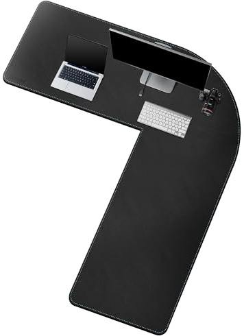 CENNBIE Doppelseitige L-förmige Schreibtischunterlage, 150 x 170 x 50 cm Eck-Schreibtischunterlage, L-förmige Schreibtischunterlage, L-förmiges Leder-Mauspad, Heimbüro-Zubehör,