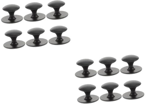 BESTonZON 12pcs Modern Round Dresser Knobs Easy Install Pull Handles Black Kitchen Cabinet Knobs