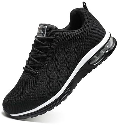 Hanani Chaussures de sécurité Homme Femme Basket de Securite Baskets Chantiers Embout Acier Respirant Chaussures de Travail Légère Amorti Confortable Anti-Perforation Noir Blanc EU39