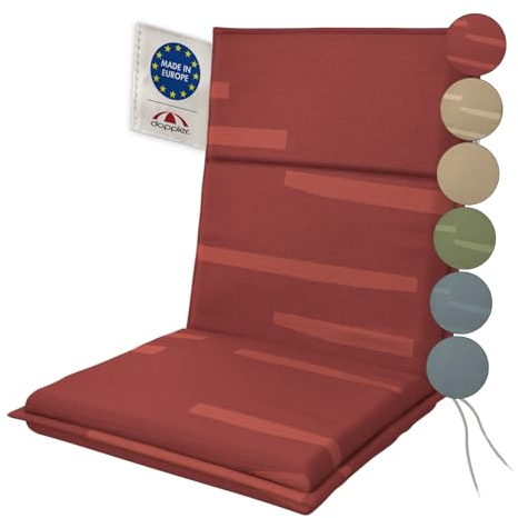 Doppler Niederlehner-Auflage Sierra Altbordeaux 100x48x6 cm – Weiches Gartenstuhl-Polster mit Fleckschutz | Komfortable Sitzauflage mit Bindebändern für Balkon, Terrasse & Garten
