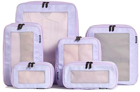 Aerotrunk Cubi da viaggio a compressione, organizer per bagagli, con doppia cerniera, per valigie (confezione da 6, viola)