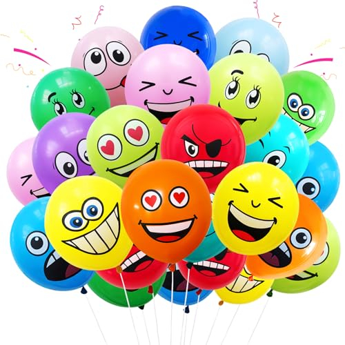 Smiley Luftballons, CIYIN 100 Stück Luftballons Geburtstag Smiley, Verschiedene Miene Laune Ballons, für Kinder Geburtstag Sfeier, Babyparty, Jubiläum Party Deko