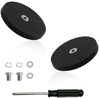 OMIGA 2 Stücke Magnet Mit Gewinde Neodym Magnet-System Gummiert Starke Magnete Ø 66mm Mit M6 Außengewinde 30 KG Haftkraft für Schrauben Öse Oder Haken Zusätzliche Spiegel den Außenbereich