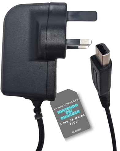 1A Mains Charger Wall Plug Adapter UK 3-Pin Compatible With Nintendo DSi, DSi XL, 3DS, 3DS XL, 2DS and 2DS XL - Lightweight Portable Charging Plug - CE Approved - By Electoys