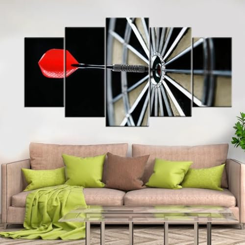 Zielscheibe Darts Motivational Bullseye Aim leinwandbilder wohnzimmer 5 Stück Leinwand Bilder Bild Auf Leinwand Wandbild Kunstdruck 5 Teilige Leinwandbilder wandbilder schlafzimmer Wanddekoration