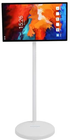 Bewinner TV Portátil Inteligente de 24 Pulgadas con Ruedas,Monitor de Pantalla Táctil de 1080p,Tablet TV con Rotación y Cámara de 5MP,Pantalla Táctil Móvil para Transmisión en Vivo de