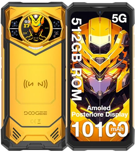 DOOGEE S200 X Rugged Smartphone 5G, 32GB+512GB, 1.32 Rear Display, 10100mAh, 6.72 FHD+ 120Hz Smartphone Rugged Android 14, MTK Dimensity 7050 Octa Core,100MP+20MP/WIFI6/NFC/BT5.2/GPS - Oro