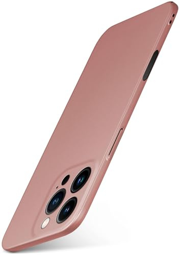 moex Alpha Case für Apple iPhone 16 Pro Max Hülle Ultra Dünn, Schutzhülle mit erhöhtem Kameraschutz, Slim Cover Hardcase Backcover, Dünnste Handyhülle Minimalistisch, Rosegold