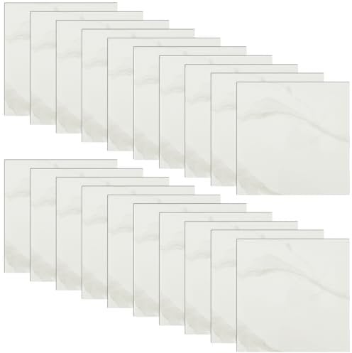 20Pcs Peel and Stick Floor Tiles,Self Adhesive PVC Waterproof,Gray and White Mosaic Marble Pattern,Decoration for Bathroom Kitchen Living Room,30x 30cm (Pattern 1)