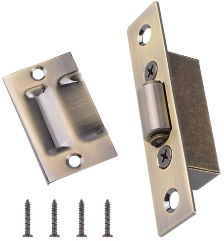 INCREWAY 1 Set Adjustable Silent Roller Catch, Heavy Duty Door Ball Catch with Strike Plate for Closet Door, Bronze