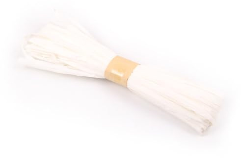 Anevous 1x 20 m Bast Raffia Bastband, Bast Band zum Basteln, Bindebast Dekoration für Sträuße und Floristen Arbeiten, Weben, Garten, Geschenkverpackung Dekoration,Weiß