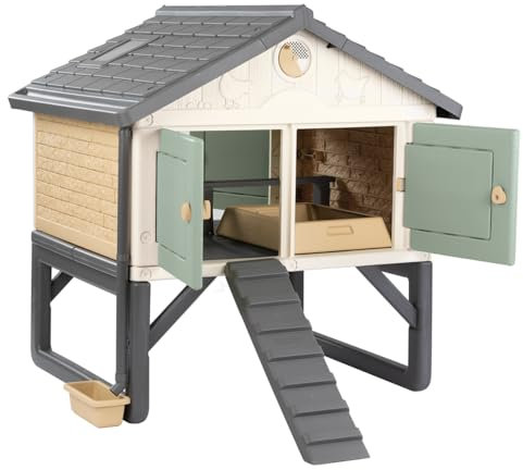 Smoby Life - Poulailler Made in Jura - Jusqu'à 5 Poules - 1 Œuf Factice et 1 Livret Ludique - Facile à Nettoyer - Structure Plastique - Anti Poux Rouges - Matière Recyclée - Fabrication Française