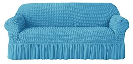 Hochelastischer Sofabezug aus Zobel, strapazierfähig, waschbar, Schonbezug für 4-Sitzer-Sofa in Blau