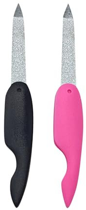 Juego de 2 limas de uñas plegables de acero inoxidable, doble cara con mango antideslizante, para manicura y uñas