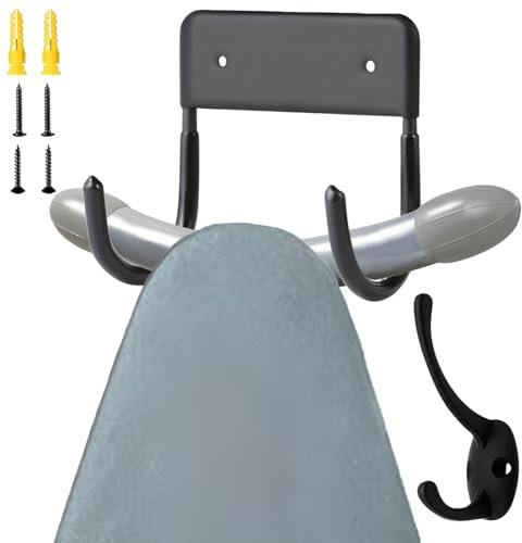ZcrPrn Iron Board Hanger,Ironing Board Hanger,Over Door Ironing Board with a Coat Hook for Small and Large