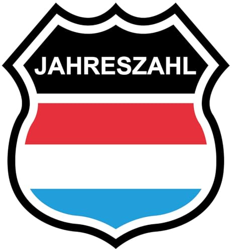 Samunshi® Luxemburg Fahne mit Wunsch Jahr Flagge Aufkleber Wappen Abzeichen Autoaufkleber für Motorrad Fahrrad Roller oder Auto Sticker Fahrrad Mtb Mountainbike Rennrad 46 x 50cm