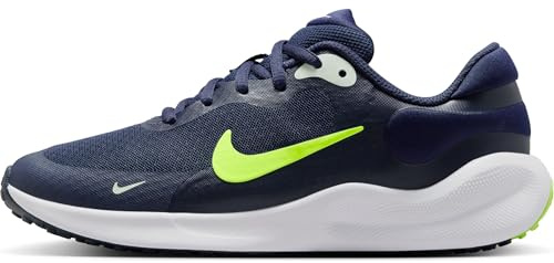 Nike Revolution 7 Schuh für ältere Kinder, Midnight Navy/Volt-Volt Tint-White, FB7689-403, 38.5 EU (6Y US)