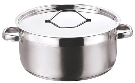 Nobel Stainless Steel Two Tone Casserole with Stainless Steel Lid Heat Resistant Short Handles, Ideal for All Hobs. (18 cm. - 2 Litre - S.S Lid)