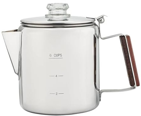 Coffee Pot Stainless Steel, Americano Steaming, Indoor and Outdoor Coffee Makers, Insulated Cafetieres, Vintage Percolator, Camping Kettle Companion Pot, Sizes: 6 Cups, 17x12.3x15.8cm
