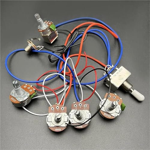 Pre Wired Harness Kits Electric Guitar Wiring Harness Kit 2V2T Potentiometer 3 Way Switch(White Cap)