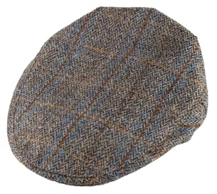 Rydale Harris Tweed Flat Cap 100% Pure New Wool Country Cap UK Made 6 Colours (UK, Alpha, XL, Brown/Blue Check)
