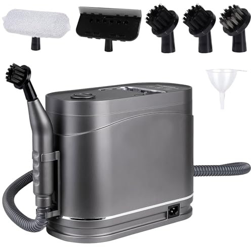 HPMCVE Handheld Steam Cleaner, 1500W Multifunctional Steam Cleaning Machine with 5 Brush Head, 105 to 120°C High Pressure Cleaning Machine, 1.2L Water Tank Capacity, for Home, Kitchen, Car, Tile