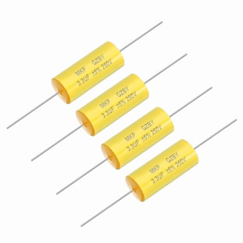 QUARKZMAN 4Pcs Condensateur 3.3uf Condensateur de Filtrage 250V Filtre de Haut-Parleur Axial Audio, Condensateur à Film MKP