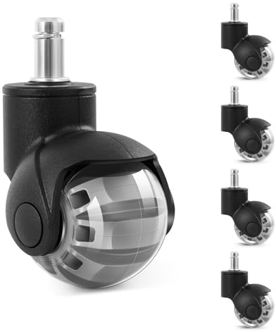 Carehabi Bürostuhl Rollen 11mm x 22 mm 5er Set Rollen für Bürostühle Schreibtischstuhl Rollen Gummirollen Bürostuhl für Parkett Geeignet Harte Böden Leises & Sanftes Gleiten