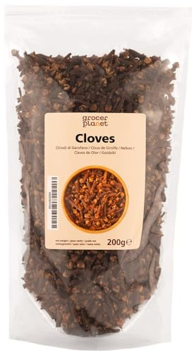 Grocer Planet - Clavos de Olor Enteros (200g) | Naturales | Sabor Intenso | Fragantes | Aptos para Veganos | Especia aromática para caldos, postres y bebidas