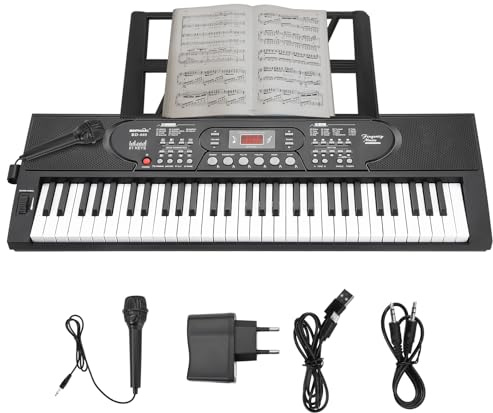 Digitales Klavier mit 61 Tasten Tragbares Keyboard Digitales elektronisches Piano Keyboard für Kinder und Erwachsene 16 Töne, 10 Rhythmen