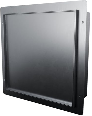 HAGO24 Wandnische 30x30cm Edelstahl gebürstet befliesbare Tür Duschnische Duschablage Duschregal Edelstahlnische Magnetverschluss Unterputz randlos