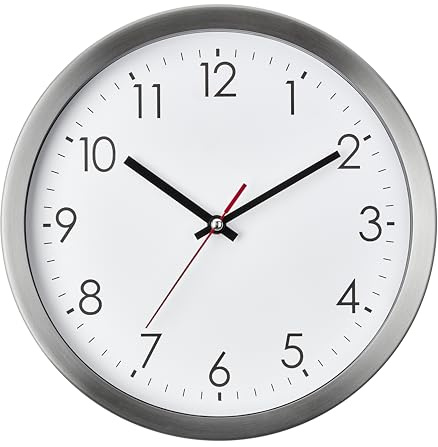 TFA Dostmann Moderne Analoge Wanduhr ohne Tickgeräusche, 60.3075, aus Edelstahl, 30 cm, ohne Ticken, Wohnzimmer, Büro oder Küche, batteriebetrieben, für Zuhause, gut ablesbar, Quarzuhr, weiß