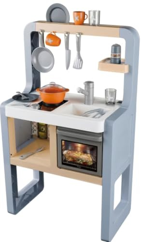 Smoby - Küche Rosmarin – Eleganz und Funktionalität – Kochplatte, Spüle, Backofen, Spritzschutz usw. – 19 Zubehörteile enthalten – ab 3 Jahren – Material recycelt – Französisches Produkt