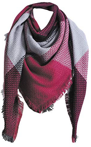 Rokmym XXL Damenschal, Streifenschal, Modequasten, weich, Damenschal, Wickelschal, Herbst, Winter, warm, Mehrfarbig Einheitsgröße