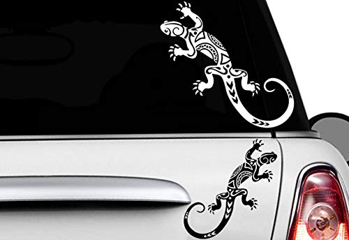 HR-WERBEDESIGN 2X Gecko 30 x 13cm Auto Aufkleber Hawaii Sticker Tattoo Gekko Hibiskus Eidechse