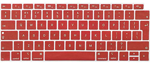 FINDING CASE EU/UK Keyboard Cover Compatible 2018 Newest MacBook Air 13 Inch A1932 with Touch ID/Retina Display - Waterproof Adhesive Protective Silicone Skin Wine red