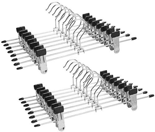 Trouser hangers, 20 Pack Skirt Hangers with Adjustment Metal Clips,Pant Hangers for Clothes Heavy Duty Durable Space Saving