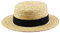 Daesan Boater Hat Straw Skimmer Hats 1920s Gangster Sailor Roaring 20's Costume - Black - Medium