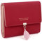 Portefeuille Femme Porte Monnaie Femmes Exquis Pendentif en PU Cuir, 6 emplacements pour Cartes y Compris 1 fenêtre d'identification 1 Section de Facture et 1 Poche à Fermeture éclair, Rouge