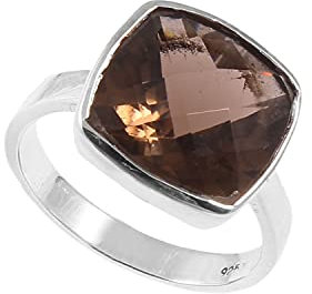 Smoky Quartz Cushion Ring, Sterling Silver 925 Ring, Promise Ring, Ring For Women Ring, Solitaire Ring,Cushion Cut Ring,Beautiful, Handmade Ring