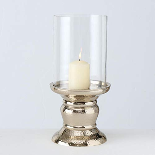 condecoro Windlicht Yasomi, 2 TLG H 36 cm, Aluminium Champagner