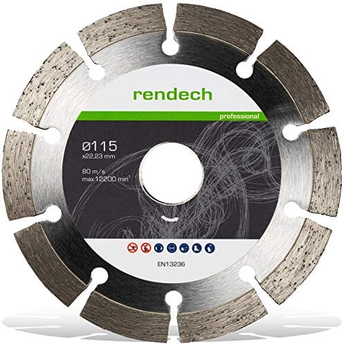 Profi Diamantscheibe 115mm für Stein, Beton, Granit, Ziegel uvm. - Diamanttrennscheibe mit hoher Schneidleistung | rendech® Markenqualität