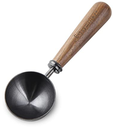 Easyworkz Cuillère à café en acier inoxydable avec poignée en noyer noir, 10gm, cuillère à soupe pour grains de café ou thé